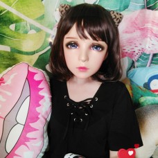 (XF)Crossdress Sweet Girl Resin Half Head Female Cartoon Character Kigurumi Mask With BJD Eyes Cosplay Anime Role Lolita Doll Mask